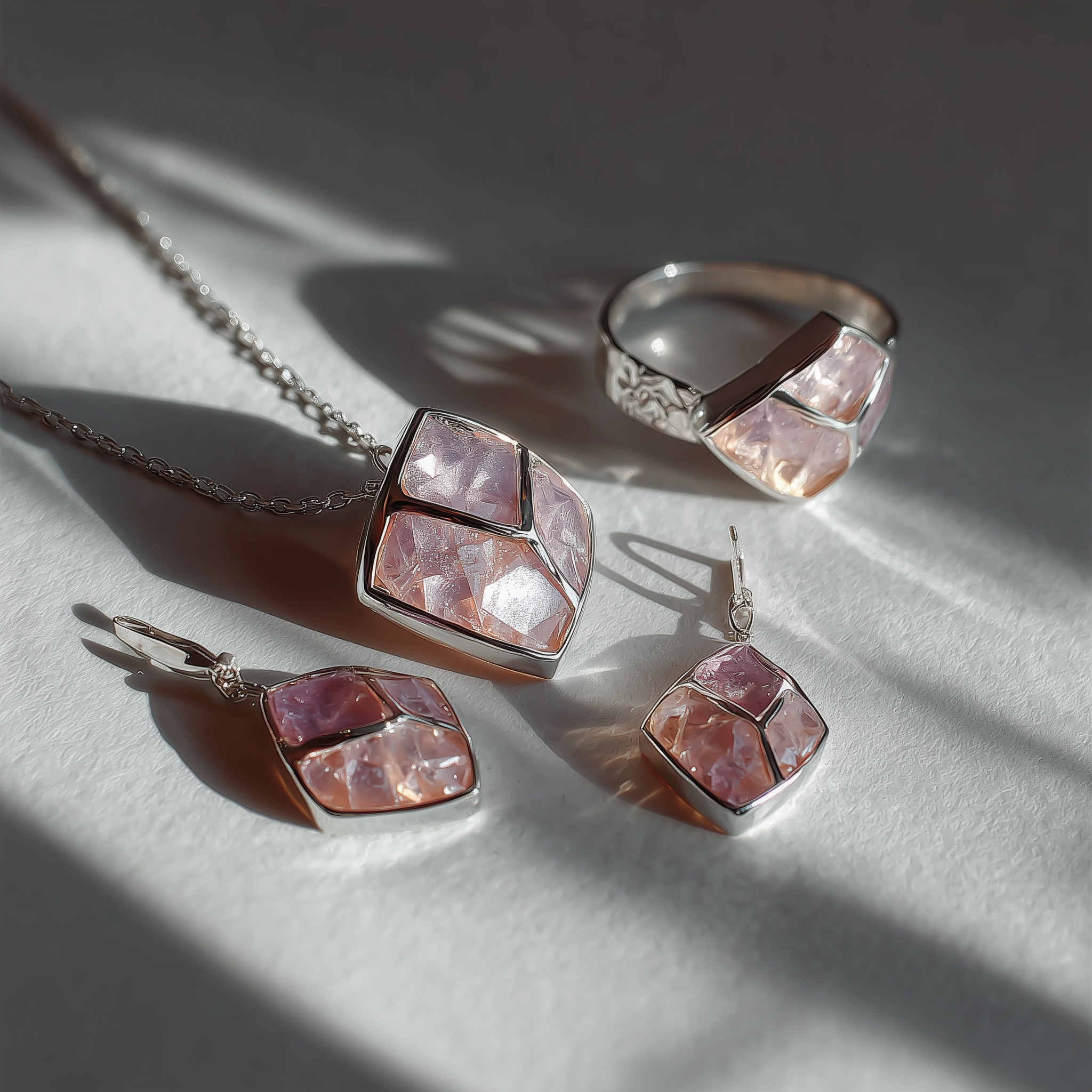 Close-up of a unique Dreamweajver Arts resin and wood pendant